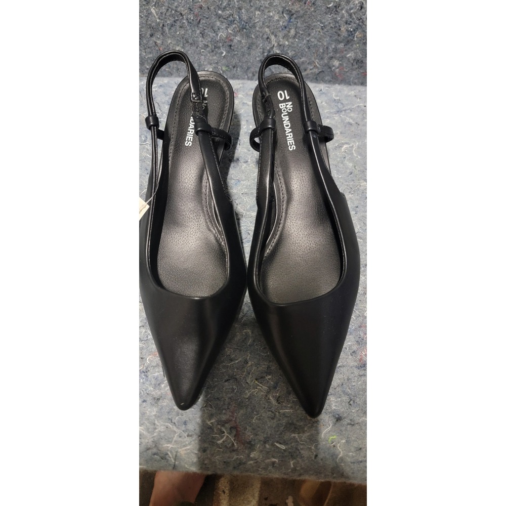 No Boundaries Women's Memory Foam Kitten Sling Back Black Shoes Size 10 NWT - Picture 3 of 6